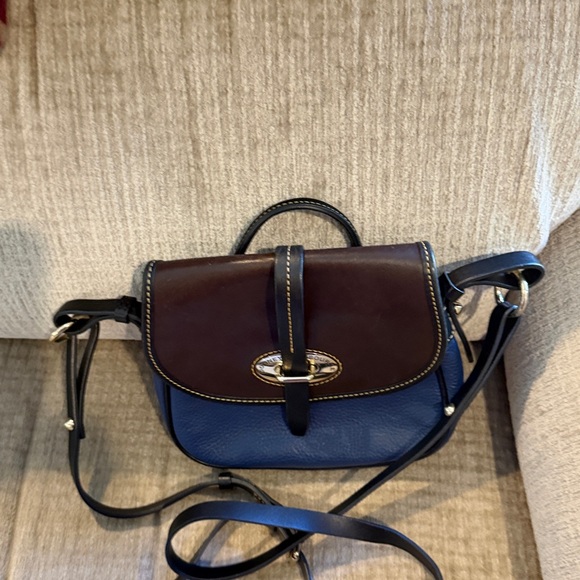 Dooney and Burke Verona crossbody bag, Mary, unique brown, and navy combination